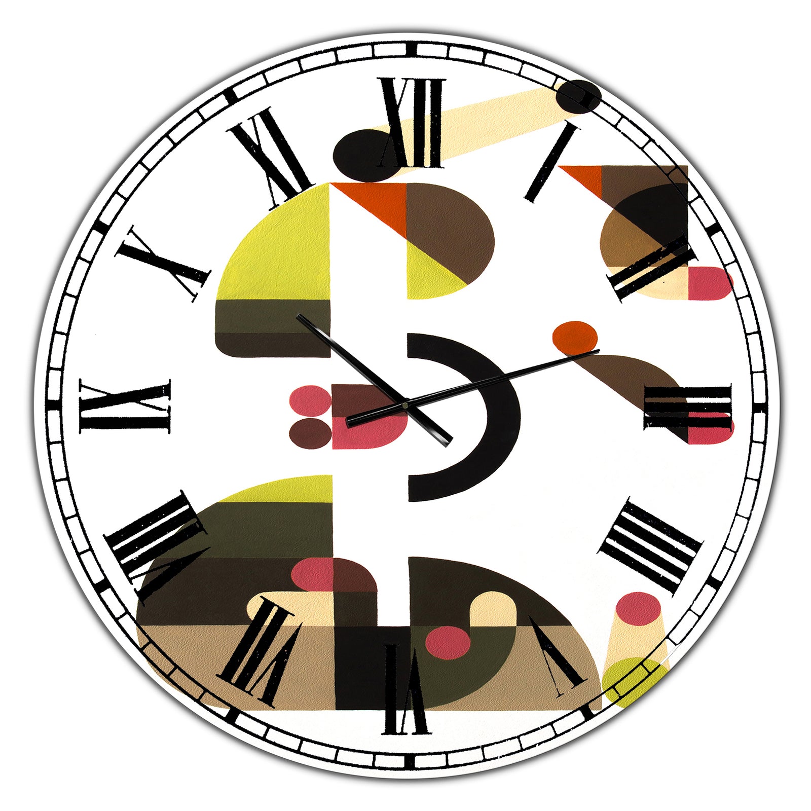 Circe Composition in Pink Green And Black II - Oversized Mid-Century Wall Clock