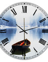 Empty Boat On Blue Lake - Oversized Lake House Wall Clock