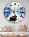 Empty Boat On Blue Lake - Oversized Lake House Wall Clock