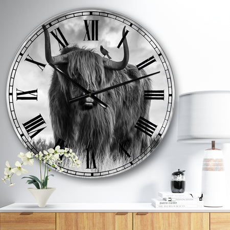 Longhaired Scottish Bull - Large Cottage Wall Clock