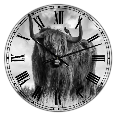 Longhaired Scottish Bull - Large Cottage Wall Clock
