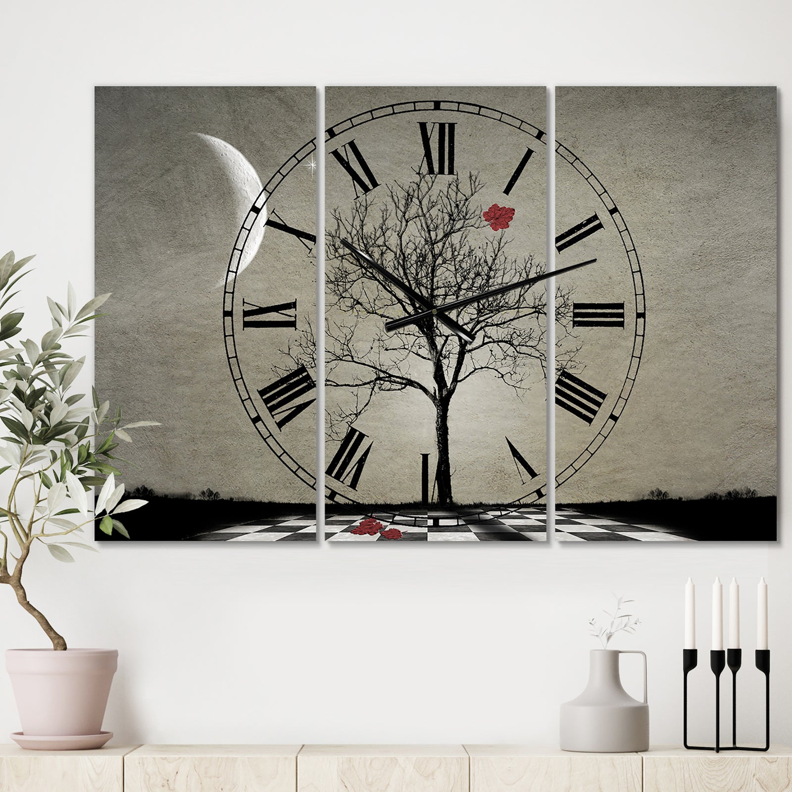 Inevitable - Large Cottage Wall Clock - 3 Panels
