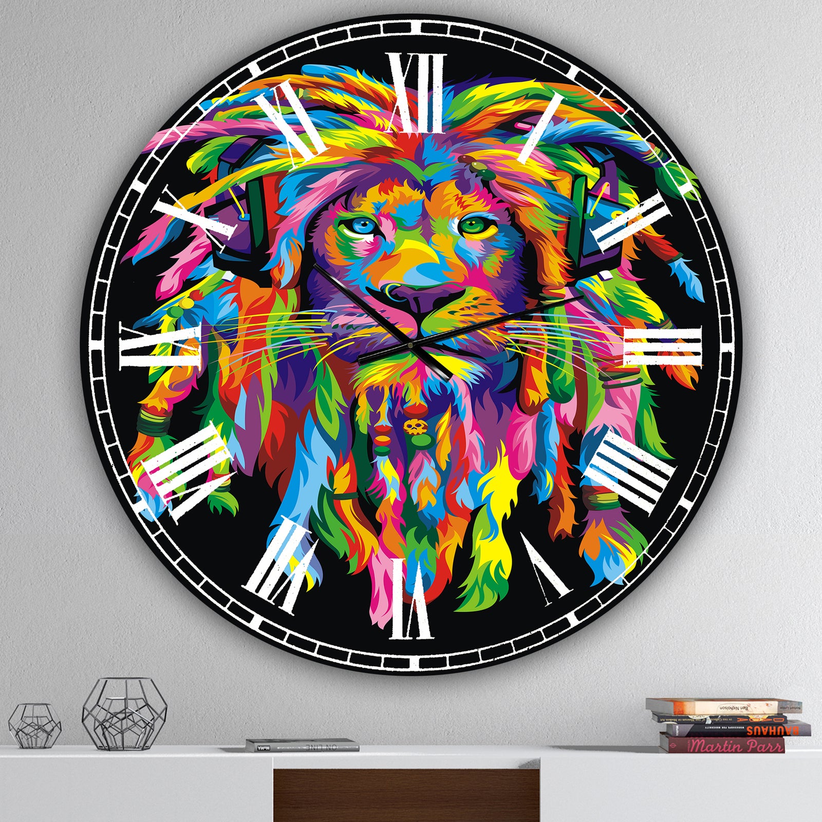 Lion Rasta - Oversized Modern Wall Clock
