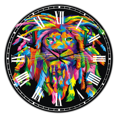Lion Rasta - Oversized Modern Wall Clock