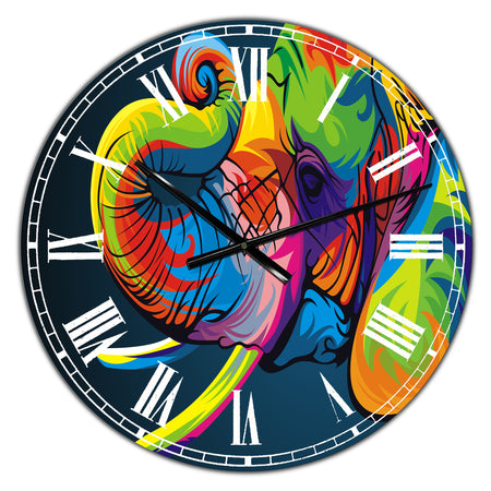 The Happy Rainbow Elephant - Modern Wall Clock