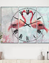 Flamingo Power - Oversized Cottage Wall Clock - 3 Panels