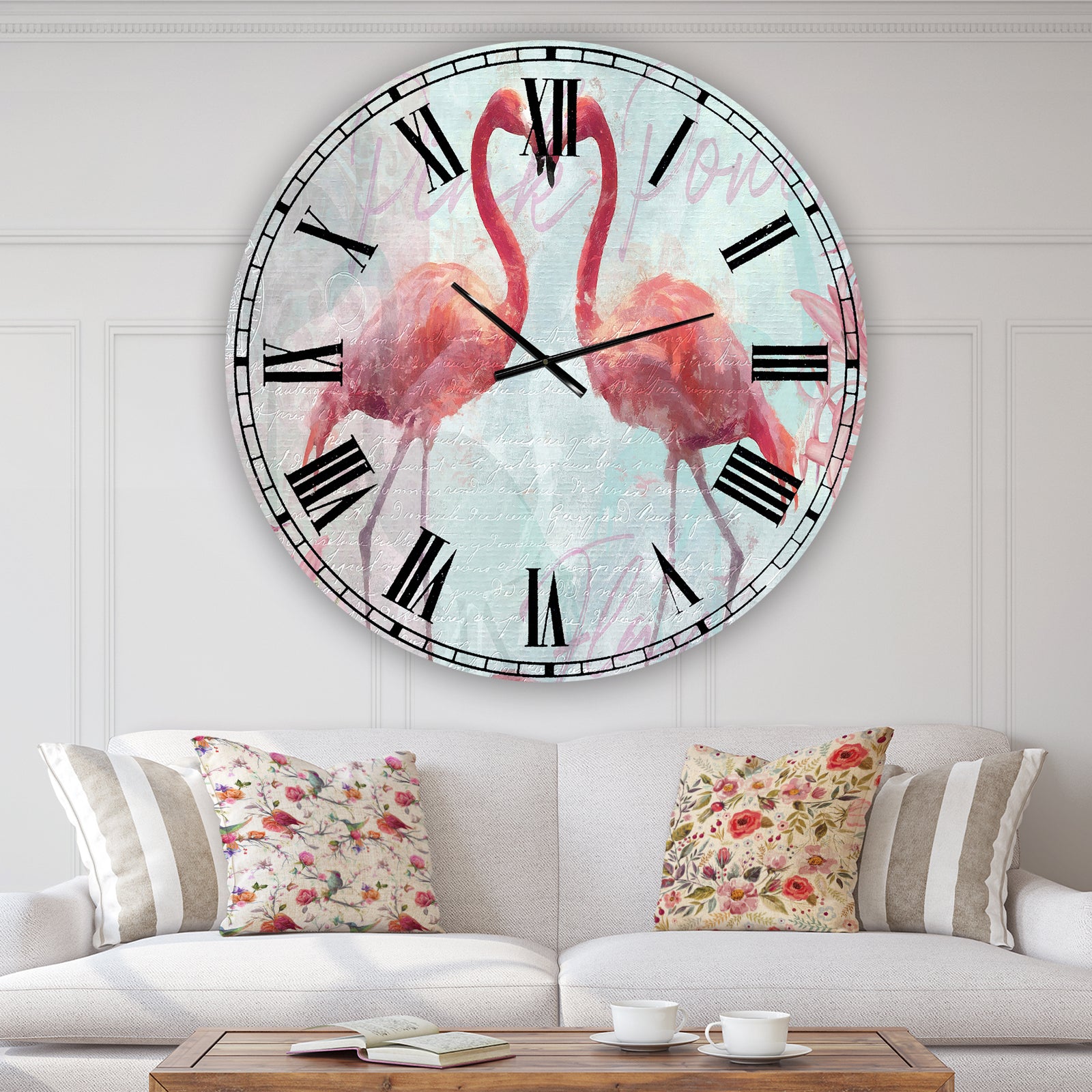 Flamingo Power - Oversized Cottage Wall Clock