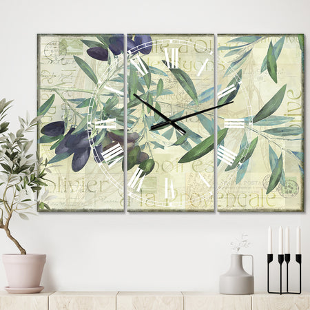 Olives de Nyons - Large Cottage Wall Clock - 3 Panels