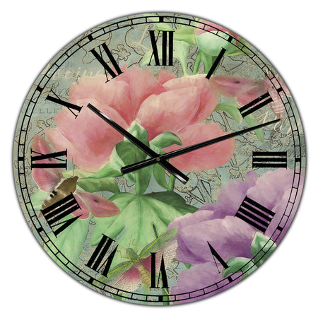 Pink Peonies - Large Cottage Wall Clock
