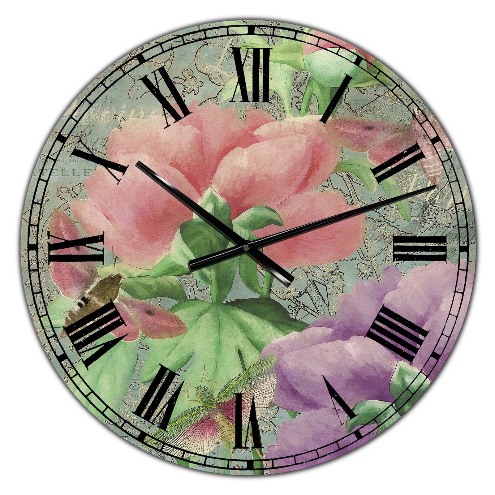 Pink Peonies - Large Cottage Wall Clock