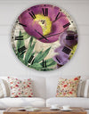 Purple Peonies - Oversized Cottage Wall Clock