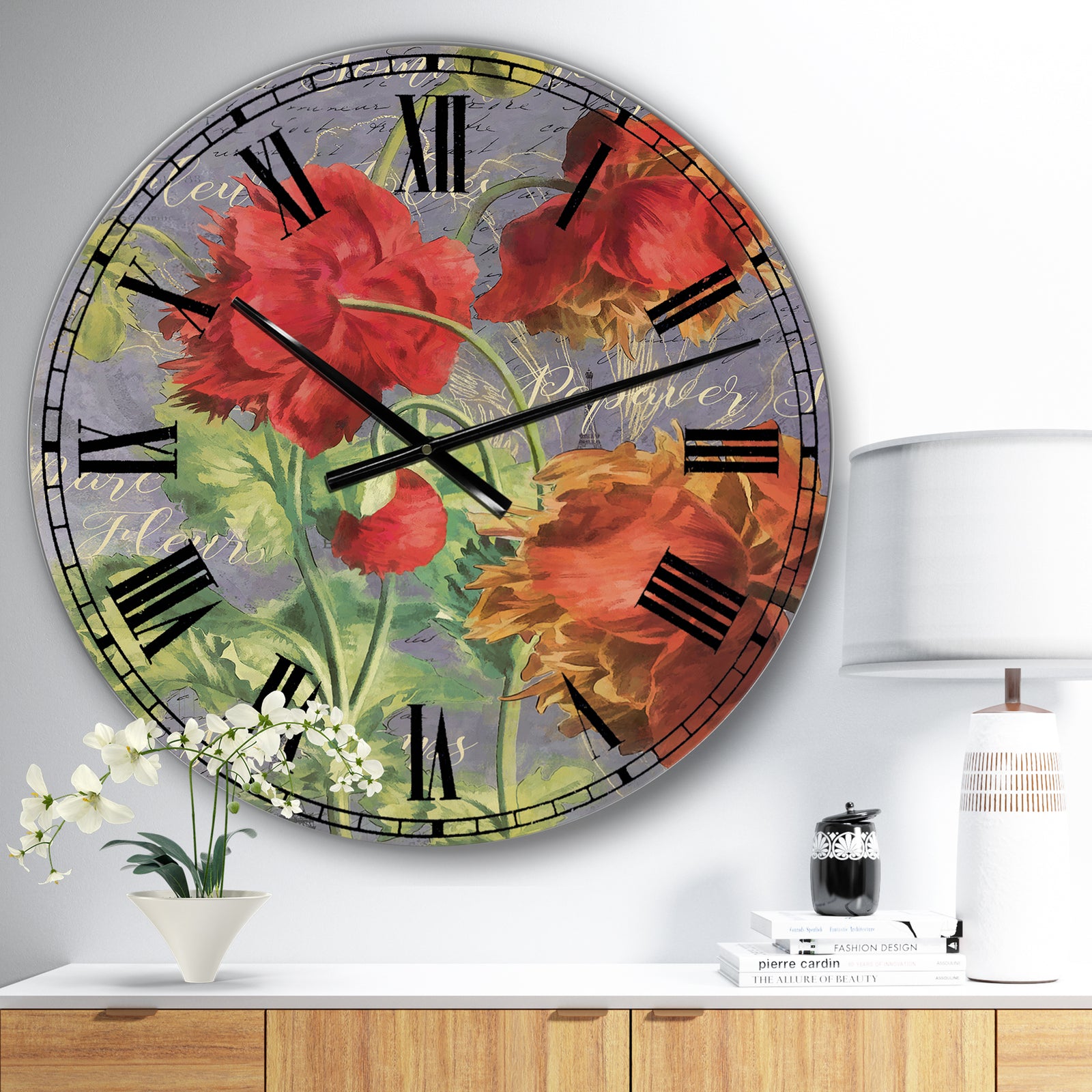 Red Poppies - Cottage Wall Clock