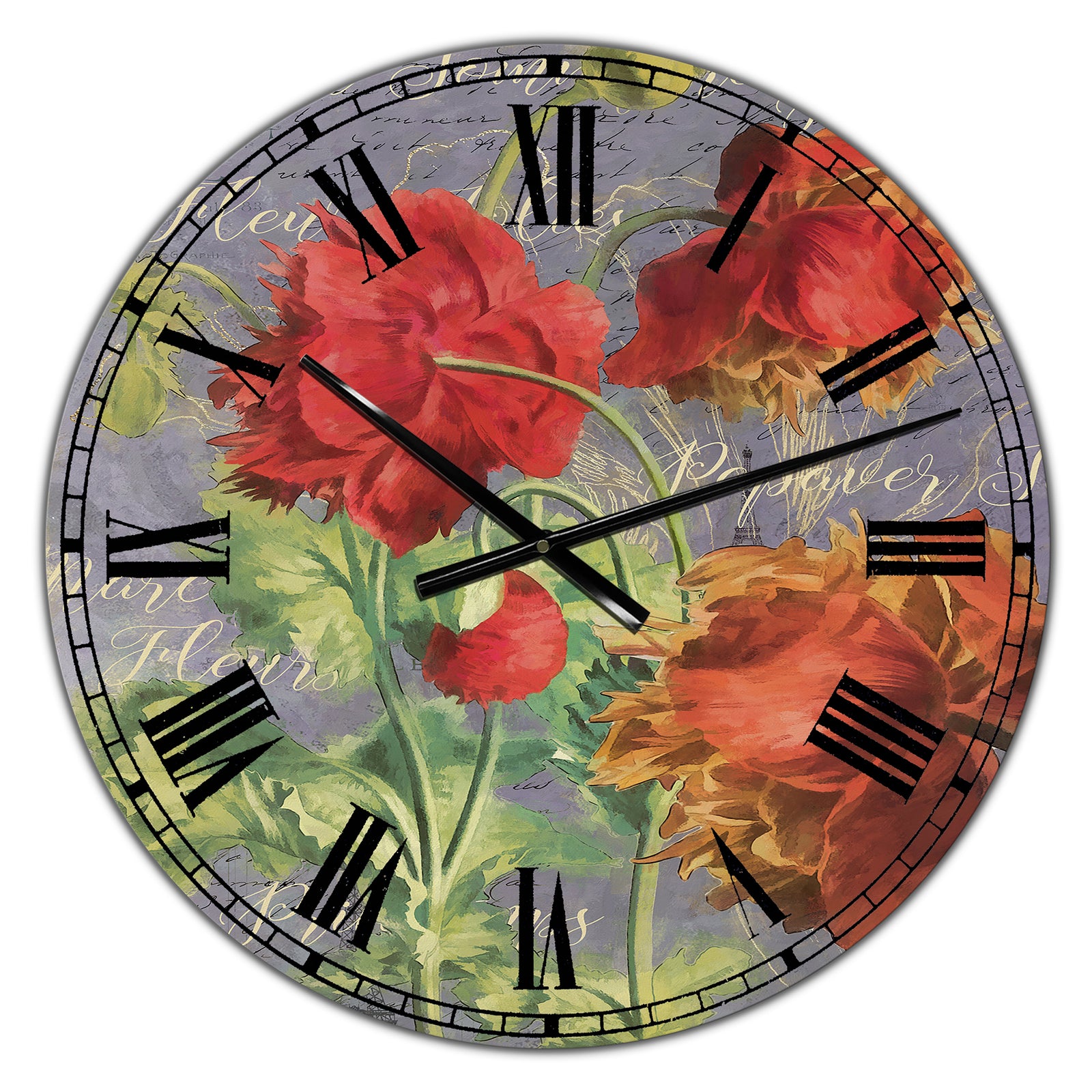 Red Poppies - Cottage Wall Clock