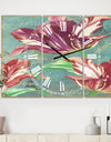 Vintage Tulips in Paris - Oversized Cottage Wall Clock - 3 Panels