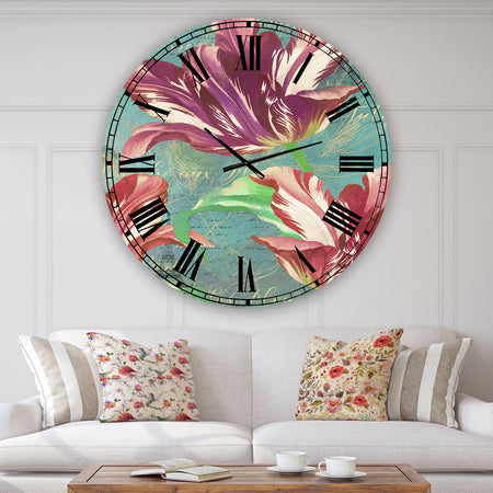 Vintage Tulips in Paris - Oversized Cottage Wall Clock