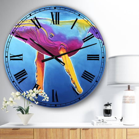 Humpback Whale - Rainbow - Large Nautical & Coastal Wall Clock
