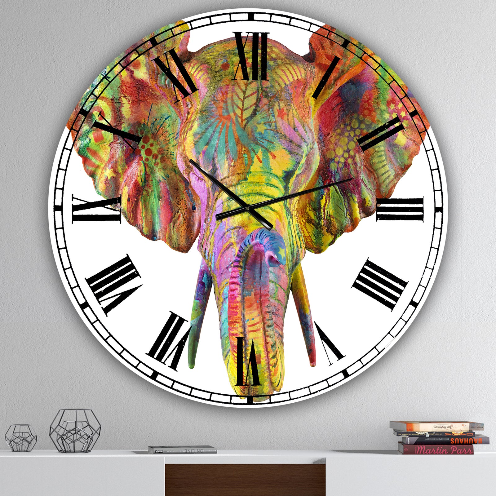 Rainbow Elephant - Oversized Modern Wall Clock