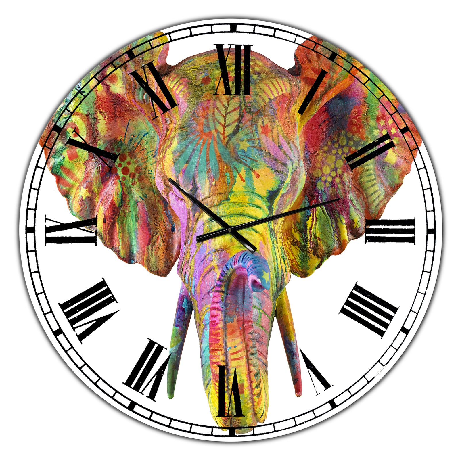 Rainbow Elephant - Oversized Modern Wall Clock