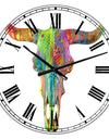 Longhorn Rainbow Skull - Large Modern Wall Clock