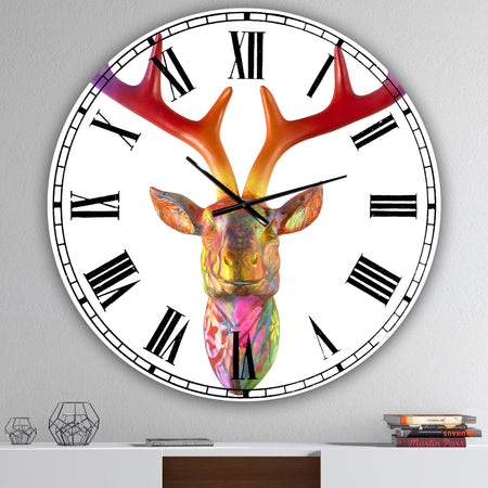 Rainbow Antlers - Oversized Modern Wall Clock