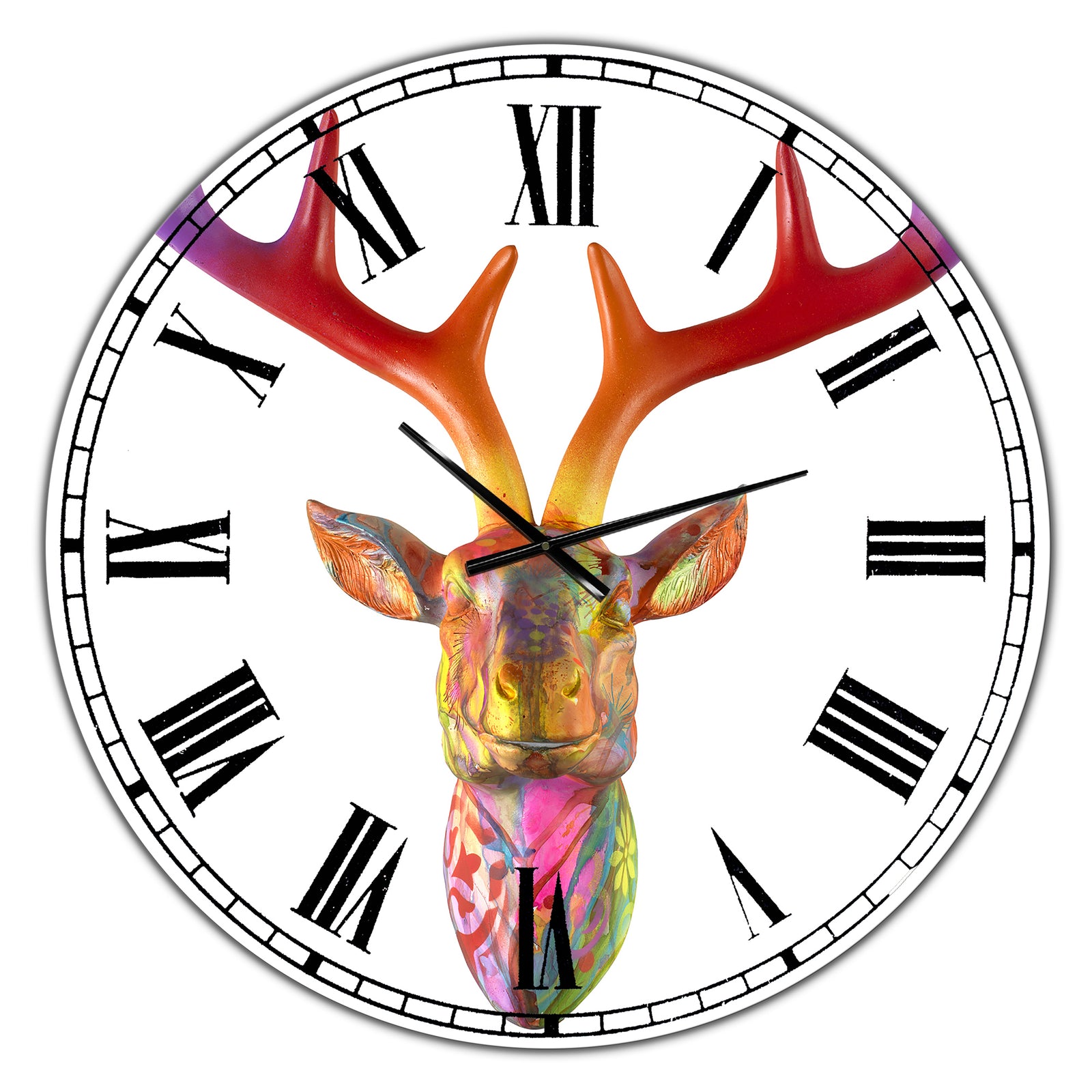 Rainbow Antlers - Oversized Modern Wall Clock