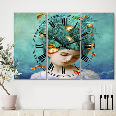 Sweet Allure - Oversized Modern Wall Clock - 3 Panels