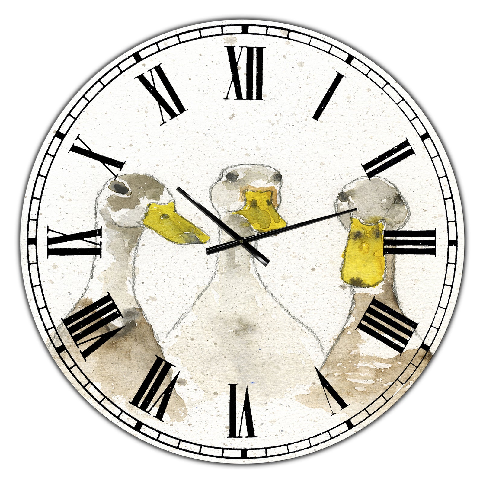 Three White Ducks - Oversized Farmhouse Wall Clock