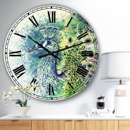 Peacock Bliss - Large Farmhouse Wall Clock