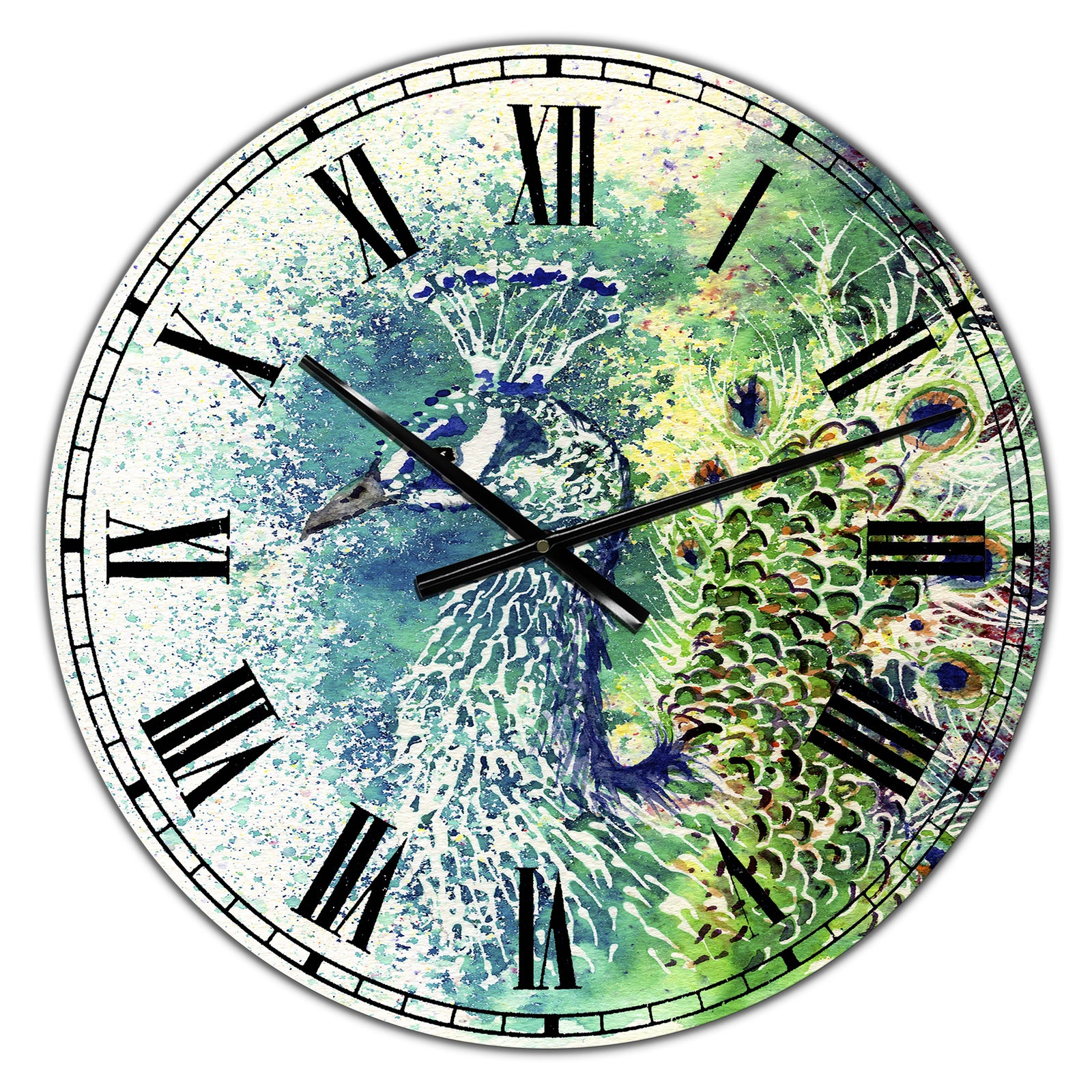 Peacock Bliss - Large Farmhouse Wall Clock