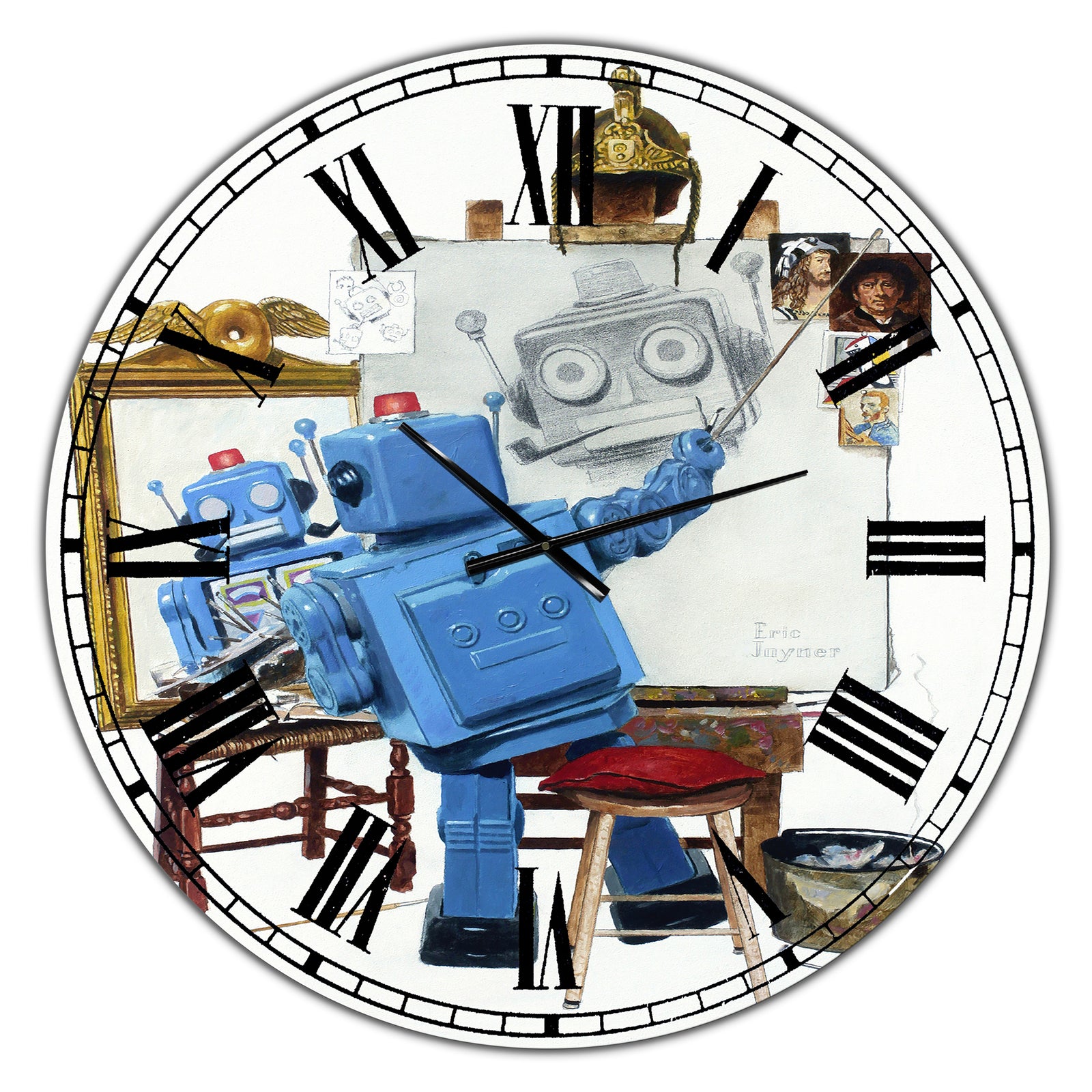 Robot Painting Selfie - Oversized Modern Wall Clock