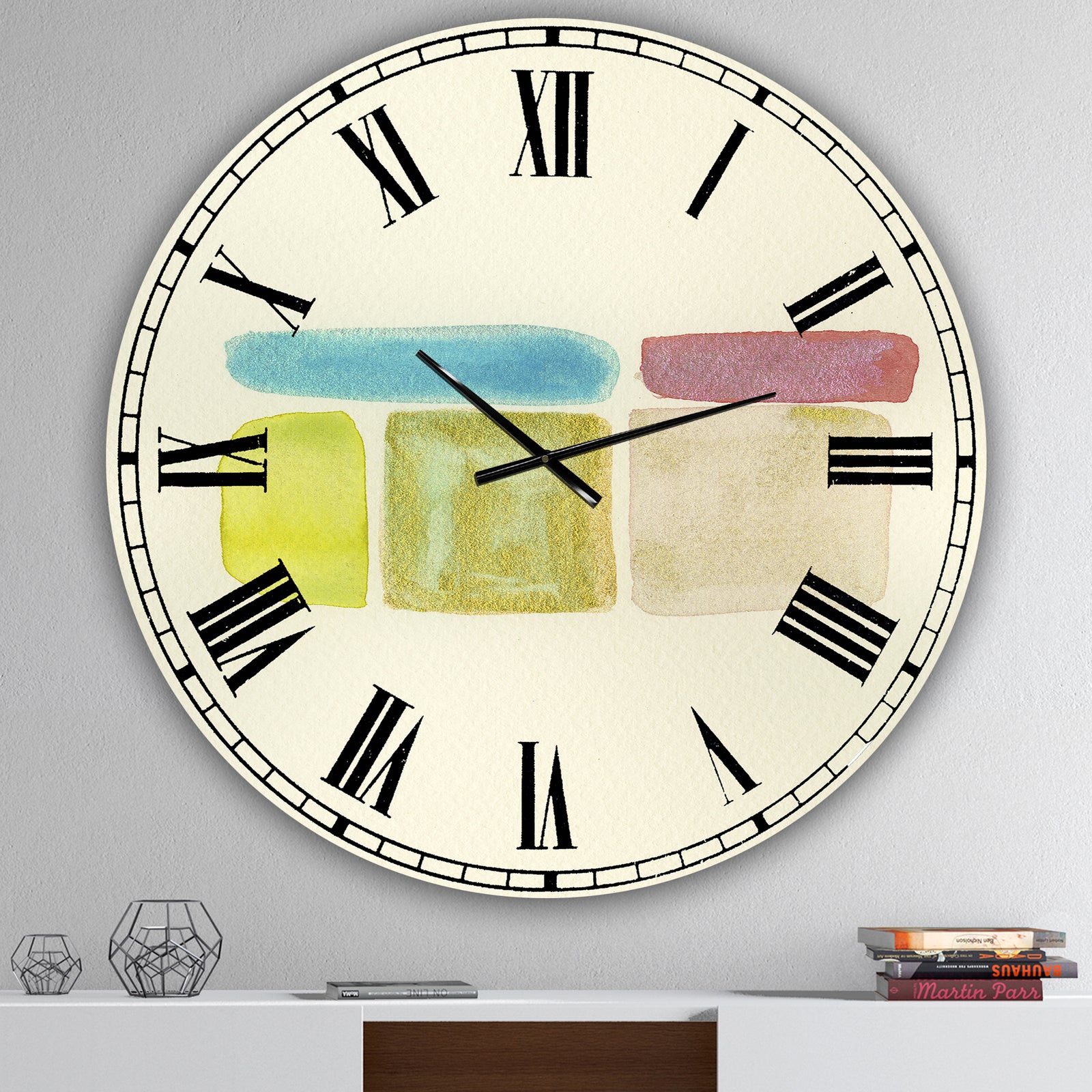 Cubist Color Composition II - Oversized Mid-Century Wall Clock