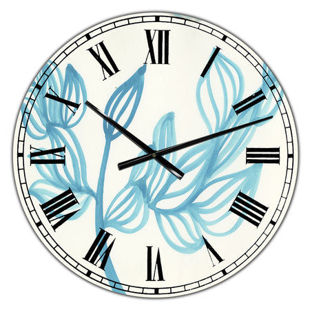 Blooming Blue - Large Mid-Century Wall Clock