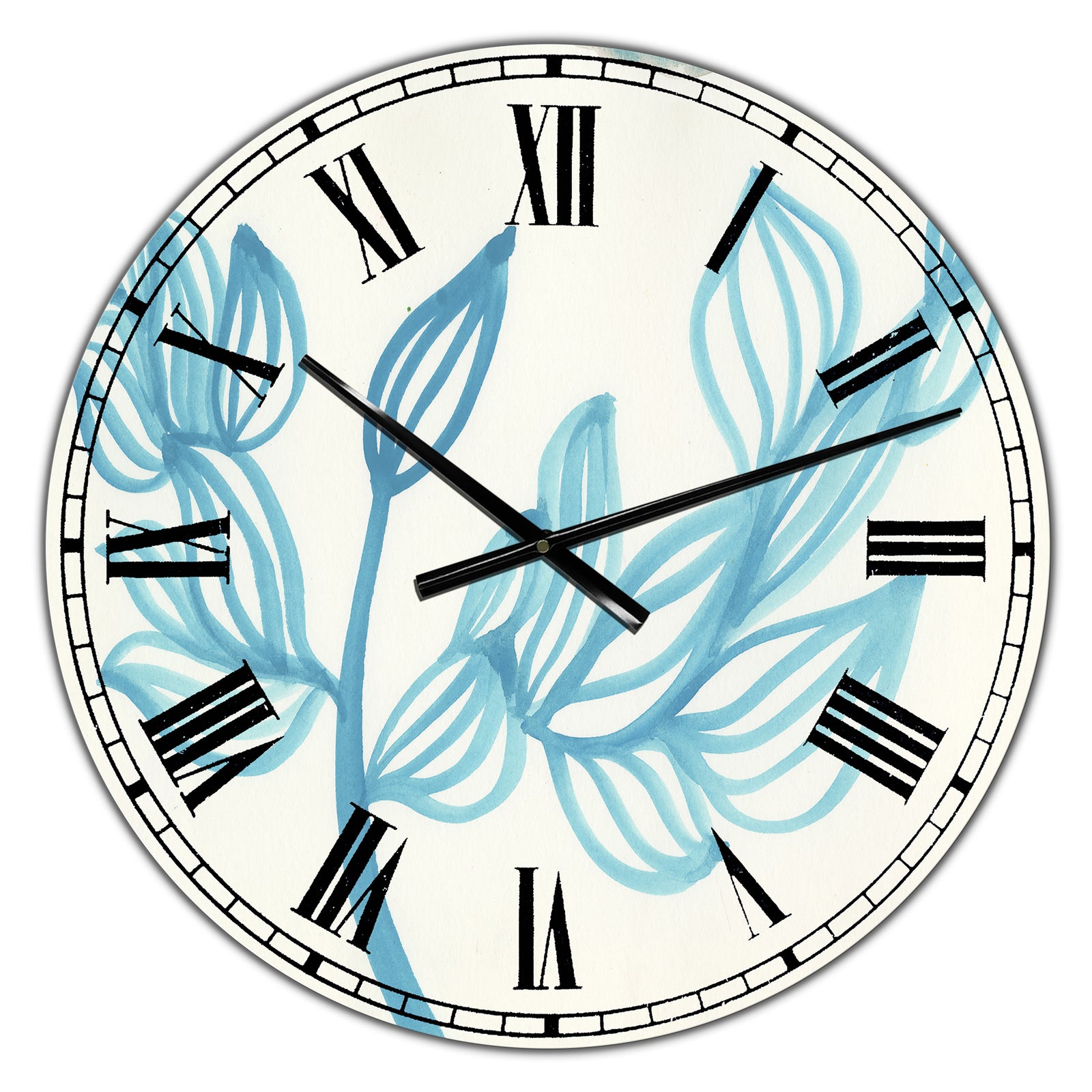 Blooming Blue - Large Mid-Century Wall Clock