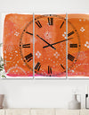 Indian Orange Composition - Large Mid-Century Wall Clock - 3 Panels