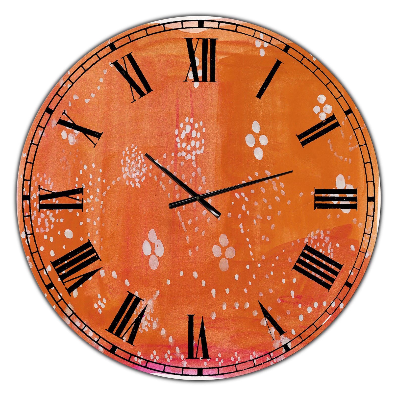 Indian Orange Composition - Oversized Mid-Century Wall Clock