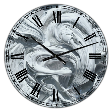 Waves of White Gray Paint - Large Modern Wall Clock