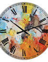 Blue And Yellow Color Spatters II - Large Modern Wall Clock