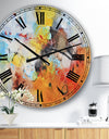 Blue And Yellow Color Spatters II - Large Modern Wall Clock