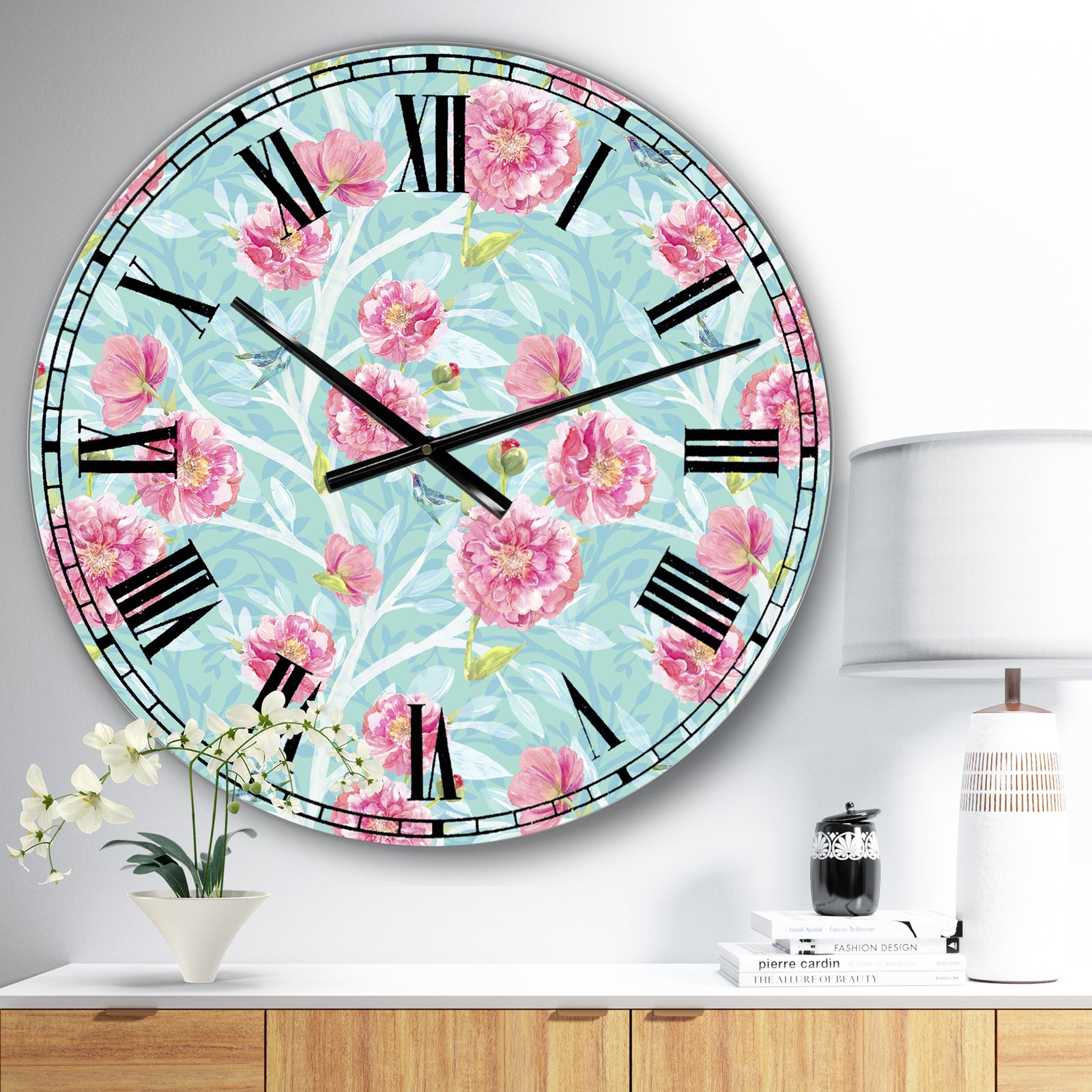 Evening Garden Pattern I - Large Cottage Wall Clock