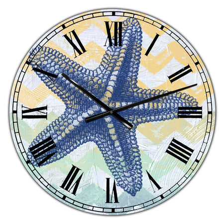 Chevron-star fish-7914 - Large Nautical & Coastal Wall Clock