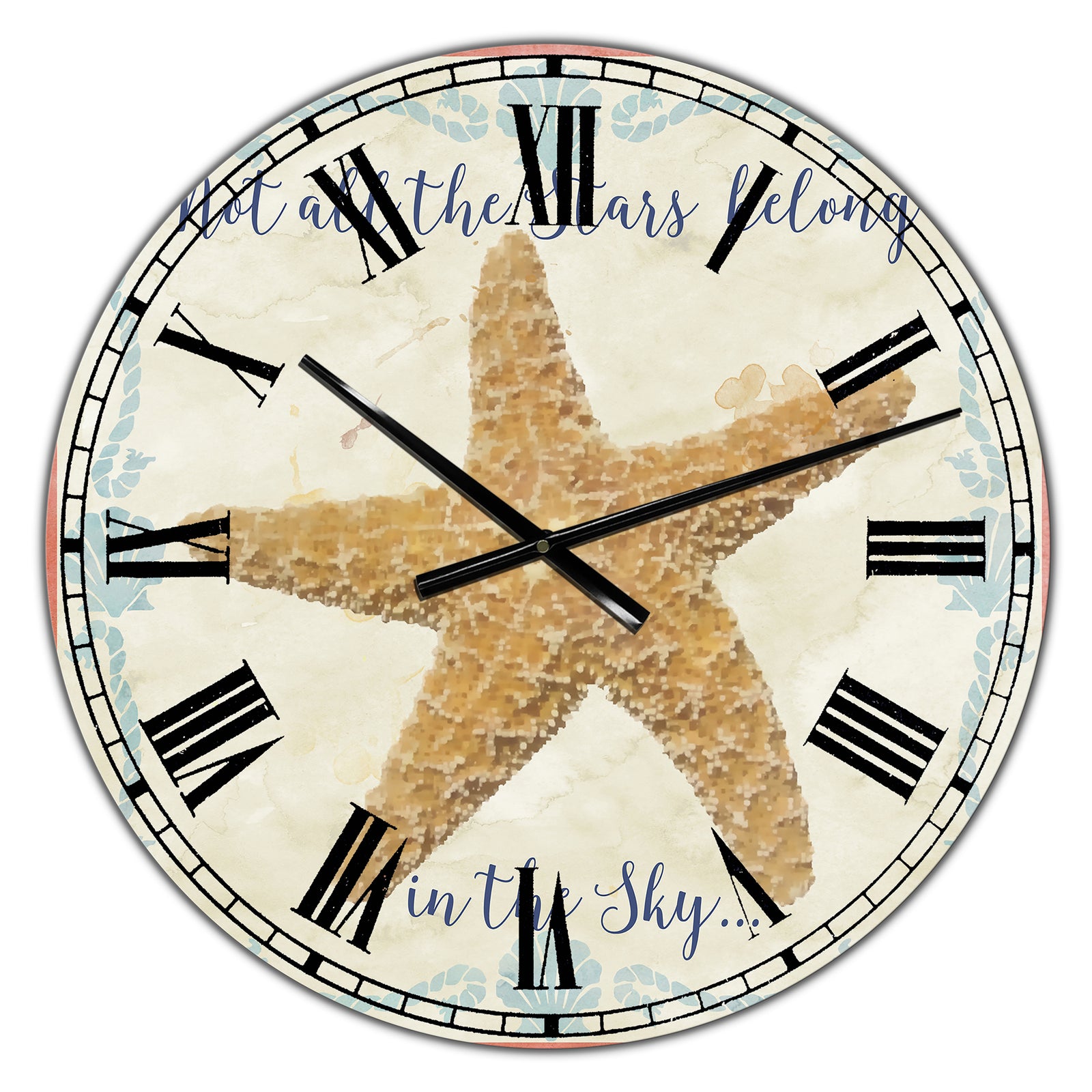 Sea Shells-C - Large Nautical & Coastal Wall Clock
