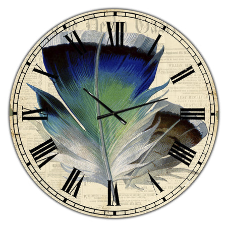 Colorful Elegant Feather I - Oversized Cottage Wall Clock
