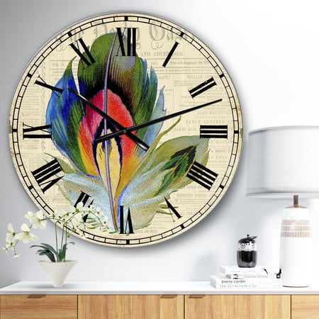 Colorful Elegant Feather II - Cottage Wall Clock