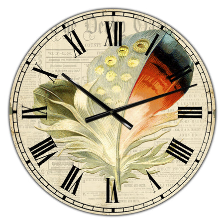Colorful Elegant Feather IV - Large Cottage Wall Clock