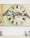 Birds Gathered On Wire Paris II - Large Cottage Wall Clock - 3 Panels