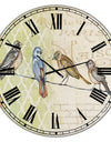 Birds Gathered On Wire Paris II - Oversized Cottage Wall Clock