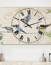 Birds Gathered On Wire Paris I - Oversized Cottage Wall Clock - 3 Panels