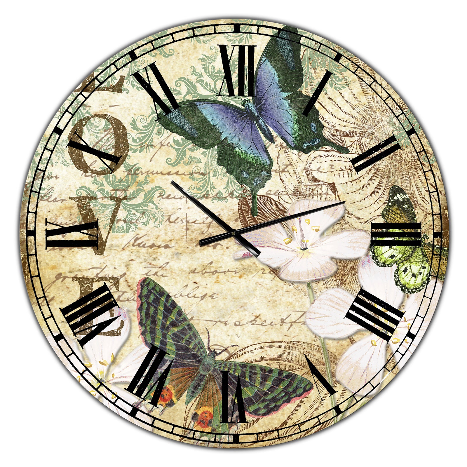 Inspirational Butterflies Love - Oversized Cottage Wall Clock