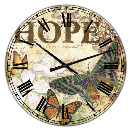 Inspirational Butterflies Hope - Large Cottage Wall Clock