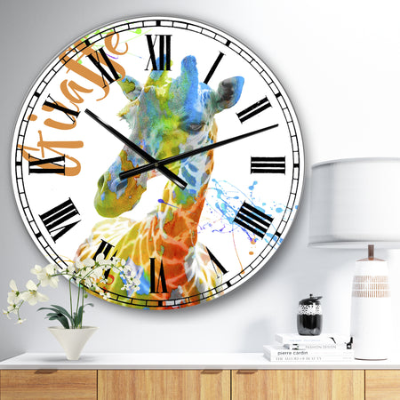 Colorful Safari Animals D - Large Cottage Wall Clock